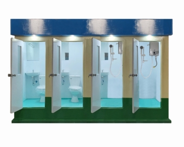 WC công cộng 4 phòng vừa vệ sinh vừa tắm